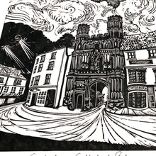 Load image into Gallery viewer, Canterbury Cathedral Gate Linoprint A4
