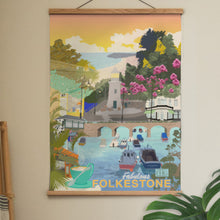 Load image into Gallery viewer, Folkestone Summer Beach Tea Towel – A Sun-Kissed Coastal Escape