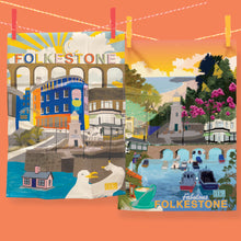 Load image into Gallery viewer, Folkestone Tea Towel Duo – Seaside Charm Meets Local Heritage