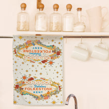 Load image into Gallery viewer, Folkestone Sign Tea Towel – A Playful Coastal Tribute