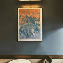 Load image into Gallery viewer, Folkestone West Sunset – Limited Edition British Seaside Linocut Linoprint