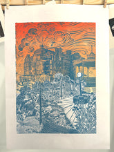 Load image into Gallery viewer, Folkestone West Sunset – Limited Edition British Seaside Linocut Linoprint