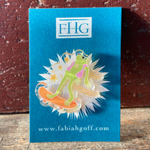 Load image into Gallery viewer, Skater frog pin | Eco recycled acrylic pin badge