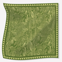 Load image into Gallery viewer, Verdant Garden – Botanical Linocut Silk Scarf (90 x 90cm)