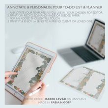 Load image into Gallery viewer, Tropical floral botanical to-do list and planner | download and printable | A4 and A5