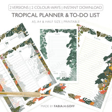 Load image into Gallery viewer, Tropical floral botanical to-do list and planner | download and printable | A4 and A5
