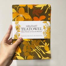 Load image into Gallery viewer, Retro Green & Mustard Teatowel
