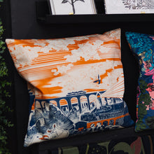 Load image into Gallery viewer, Cotton Cushion Covers - Coastal Line in Orange & Blue