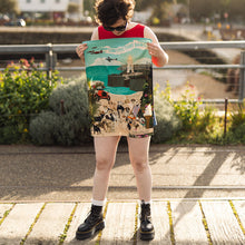 Load image into Gallery viewer, Folkestone Dawg Beach Tea Towel – A Coastal-Inspired Statement Piece
