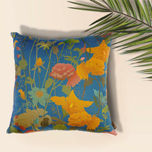 Load image into Gallery viewer, Kentish Garden Petrol Blue Satin Cushion