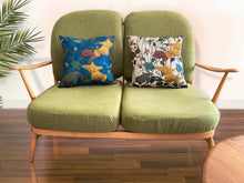 Load image into Gallery viewer, Kentish Garden Petrol Blue Satin Cushion