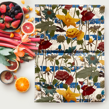 Load image into Gallery viewer, Kentish Garden Lighthouse Blue Tea Towel – Vibrant Florals with a Nautical Twist