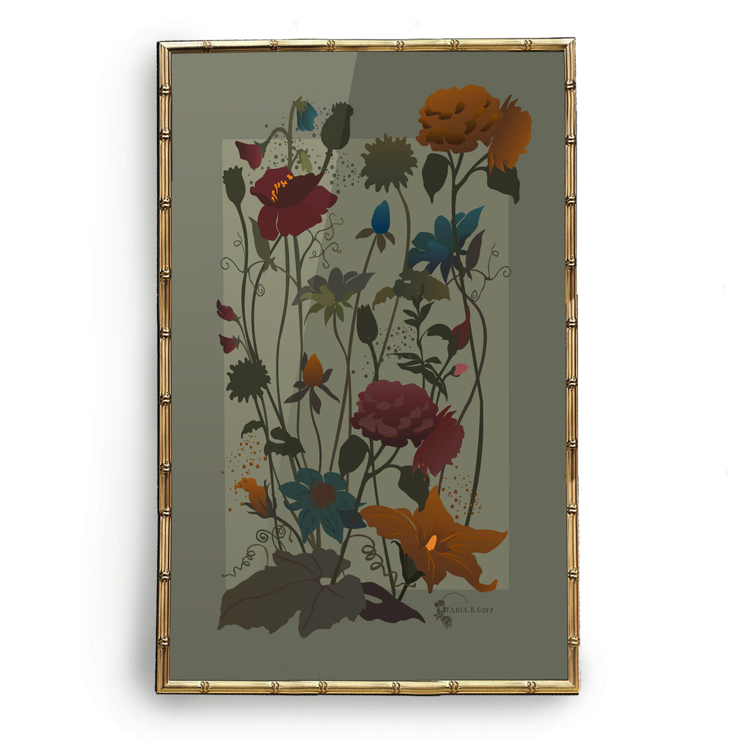 Kentish Garden Florals in Sage Art Print