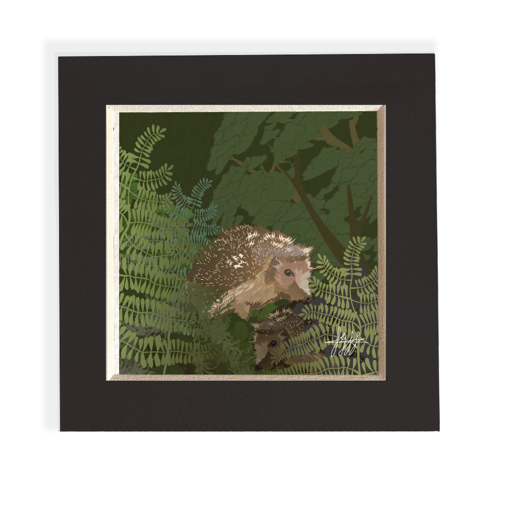 Mini mounted giclee print - Hedgehog - Desk Decor