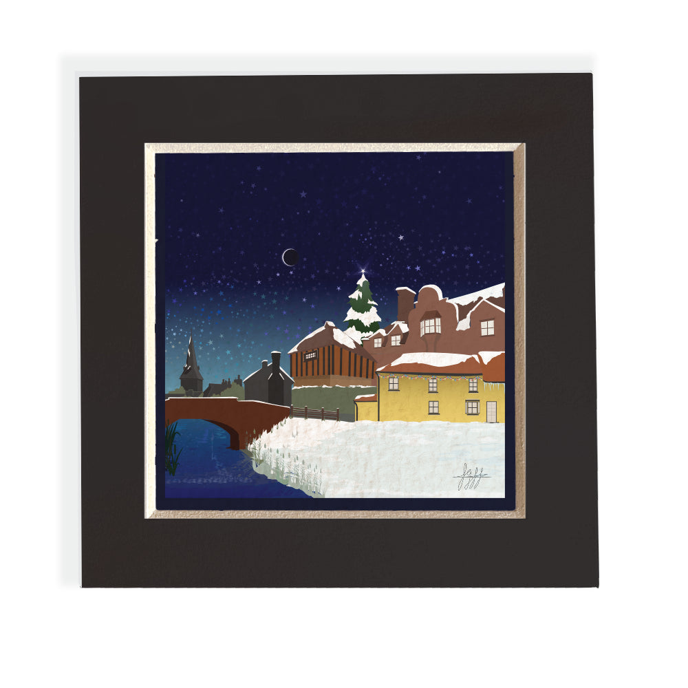 Mini mounted giclee print - Kentish Christmas - Desk Decor