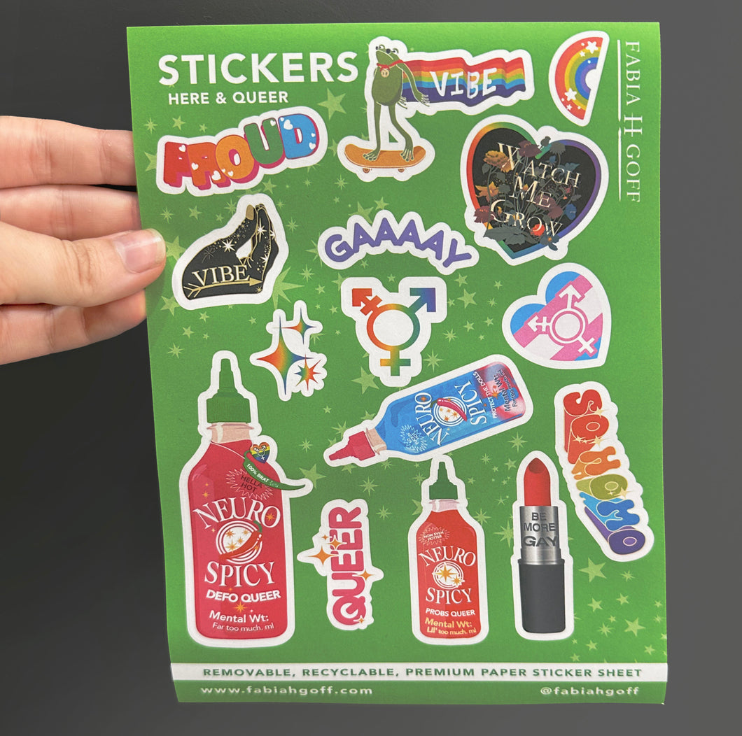 Pride Here & Queer Sticker Sheet