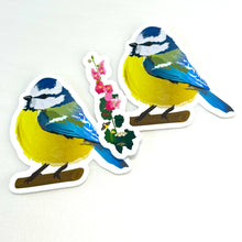 Load image into Gallery viewer, Bluetit &amp; Hollyhock Vinyl Stickers | Pack of 3
