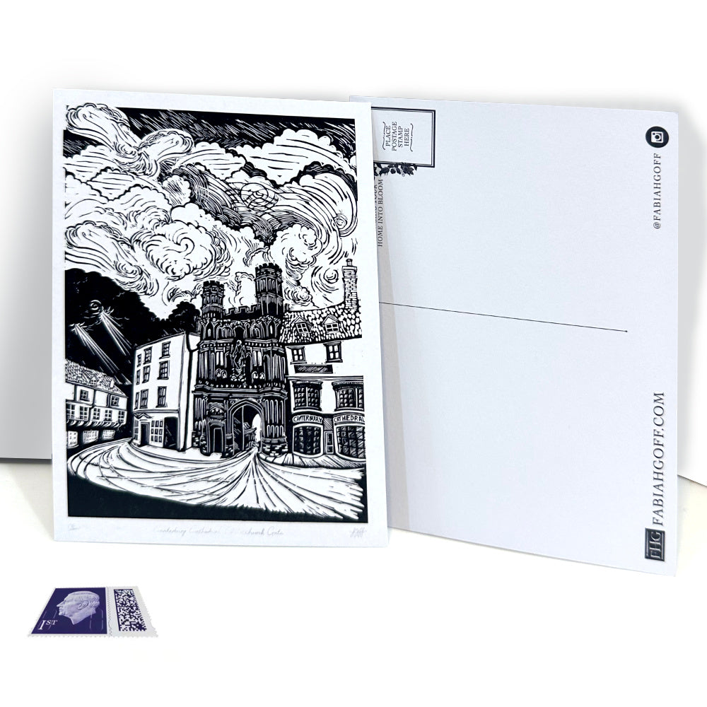 Postcard | Canterbury Christchurch Cathedral Gate Linoprint