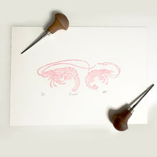 Load image into Gallery viewer, Pink Prawns Linoprint
