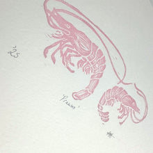 Load image into Gallery viewer, Pink Prawns Linoprint
