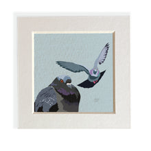 Load image into Gallery viewer, Mini mounted giclee print - Pigeons - Desk Decor
