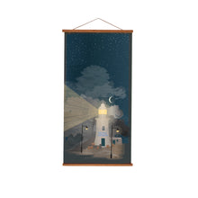 Load image into Gallery viewer, Seaside Lighthouse at Night | Long and narrow | Giclee Print
