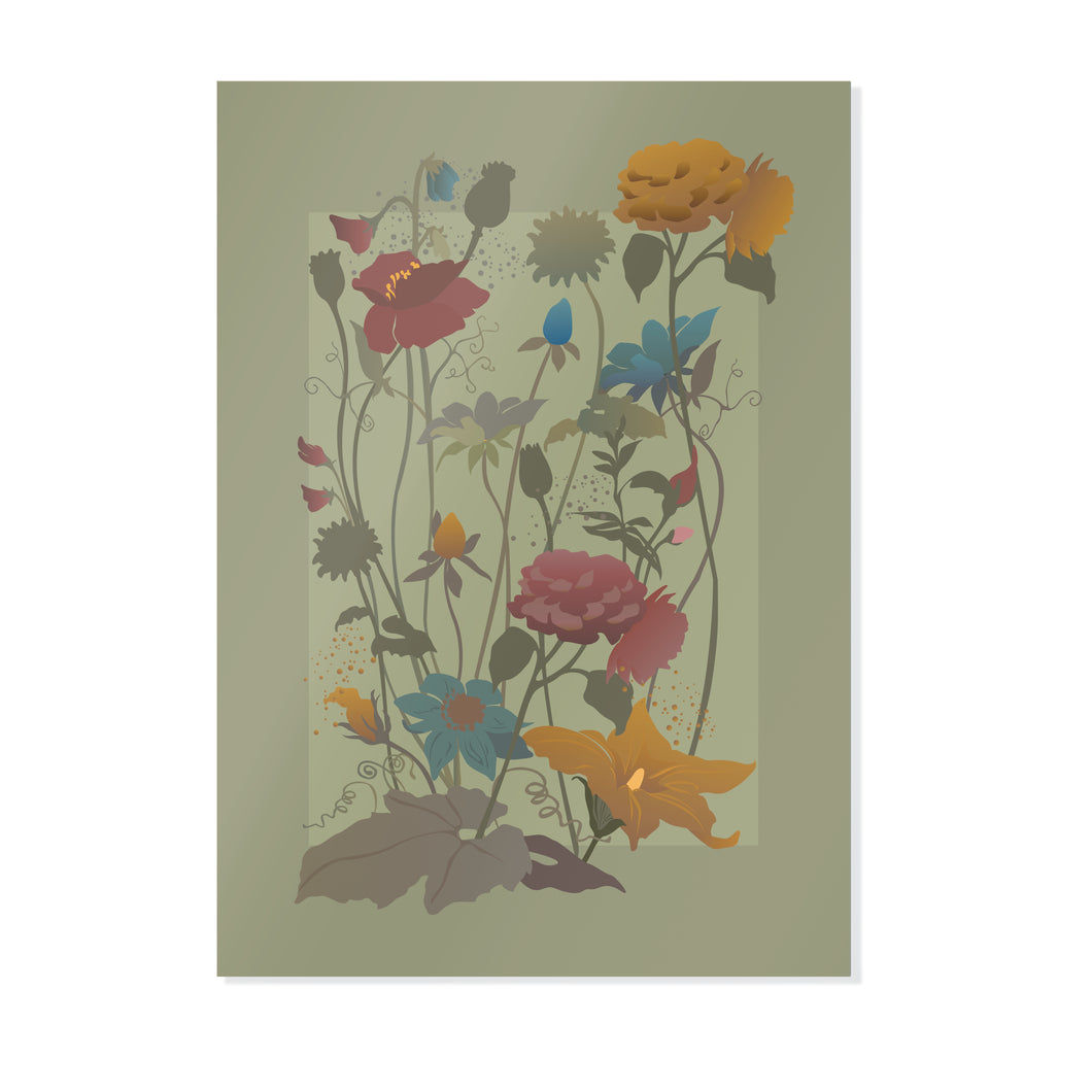 Kentish Garden Florals in Sage Art Print