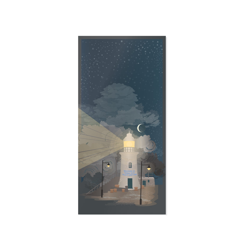 Seaside Lighthouse at Night | Long and narrow | Giclee Print