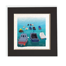 Load image into Gallery viewer, Mini mounted giclee print - Moored Boats (Daytime) - Desk Decor

