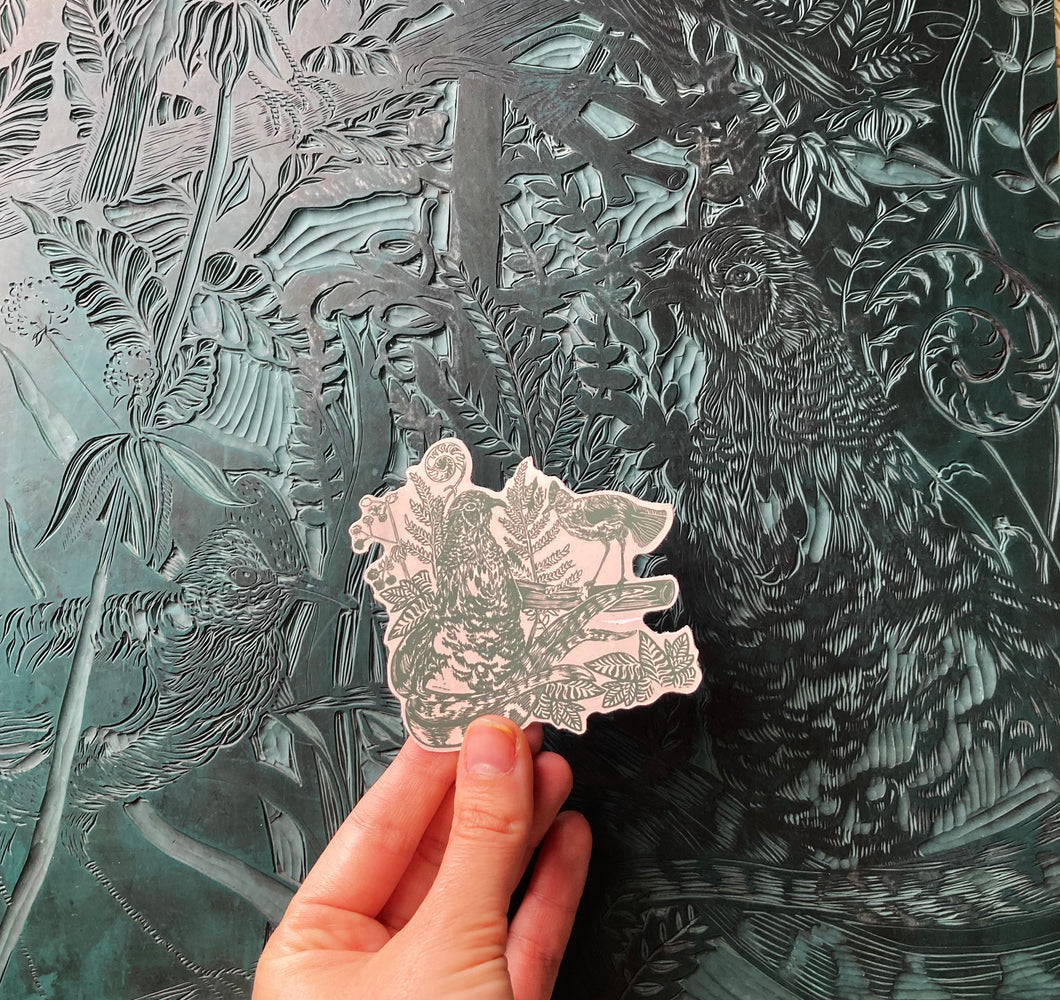 Linocut Birds | Eco Paper Sticker