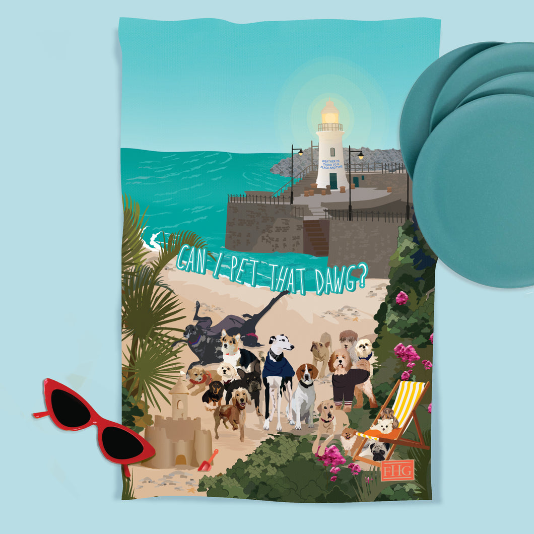 Folkestone Dawg Beach Tea Towel – A Coastal-Inspired Statement Piece