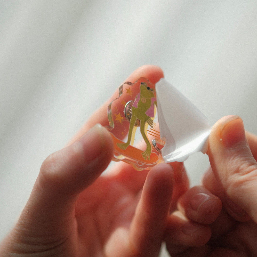 Skater frog pin | Eco recycled acrylic pin badge