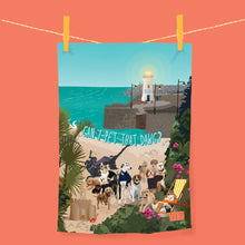Load image into Gallery viewer, Folkestone Dawg Beach Tea Towel – A Coastal-Inspired Statement Piece
