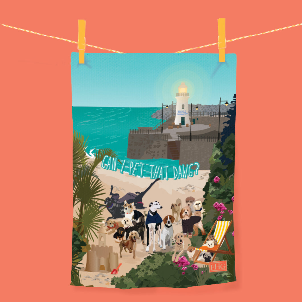 Folkestone Dawg Beach Tea Towel – A Coastal-Inspired Statement Piece
