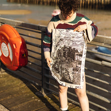 Load image into Gallery viewer, Folkestone West Montage Tea Towel | Coastal Artwork by Fabia Goff
