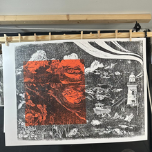 Load image into Gallery viewer, Folkestone to Dover | A1 Limited Edition Linocut Print by Fabia Goff (Pre-Order)

