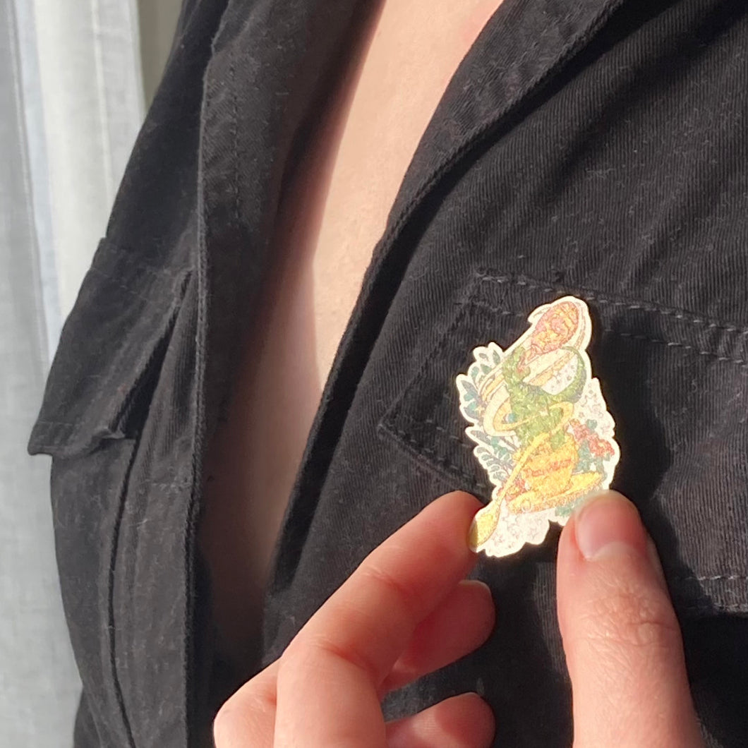 Tea-Rex | Pin | Eco Wooden Badge