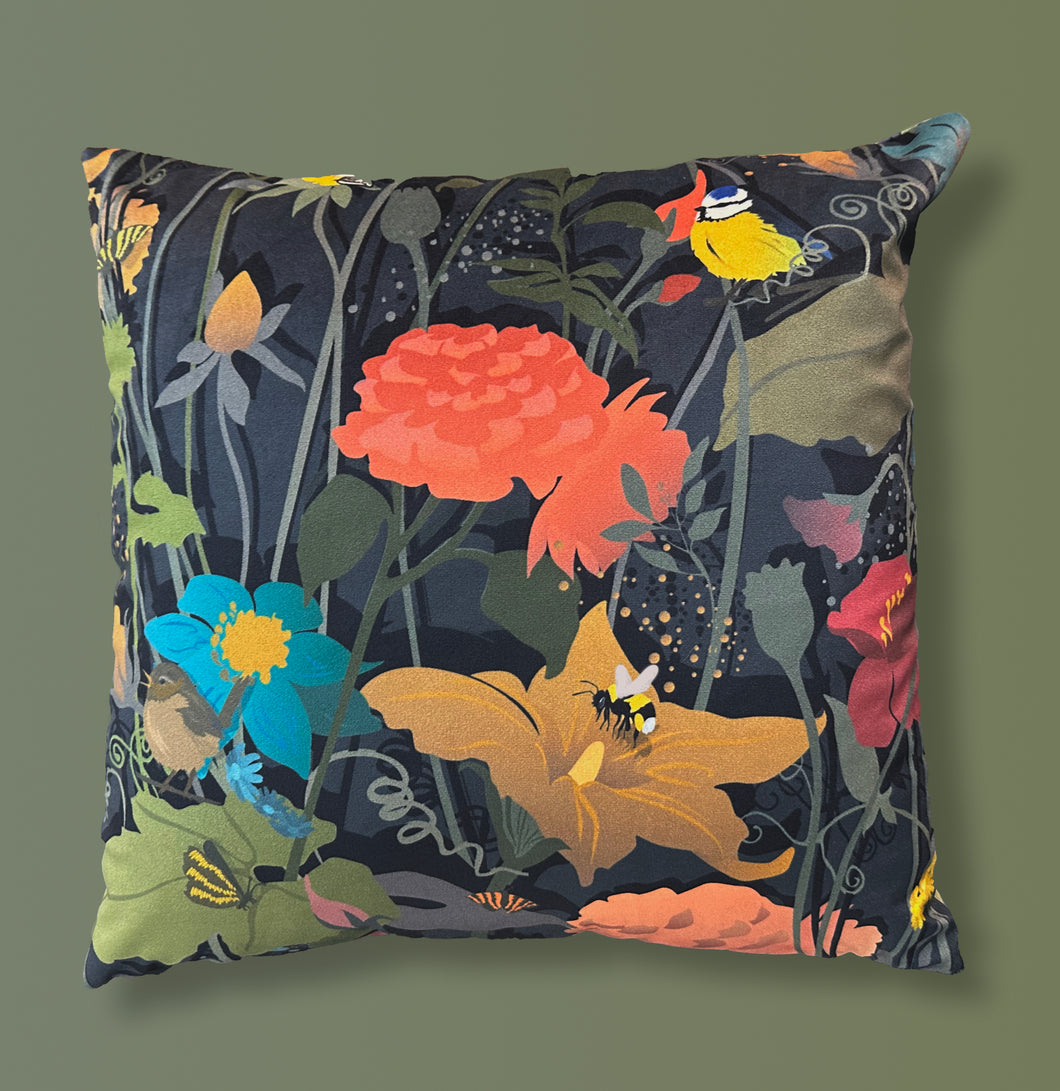 Velvet Cushion Covers - Kentish Garden at Night Design