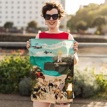 Load image into Gallery viewer, Folkestone Dawg Beach Tea Towel – A Coastal-Inspired Statement Piece
