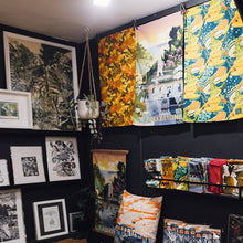 Load image into Gallery viewer, Retro Green &amp; Mustard Teatowel
