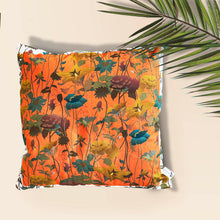 Load image into Gallery viewer, Kentish Garden Orange Bordered Cotton Cushion
