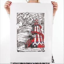 Load image into Gallery viewer, Helter Skelter Linoprint
