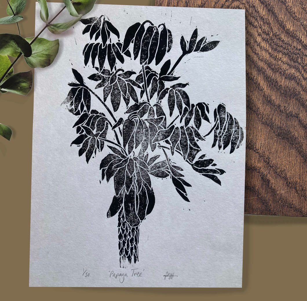 Papaya Tree Linoprint