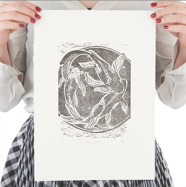 Koi Fish Linoprint