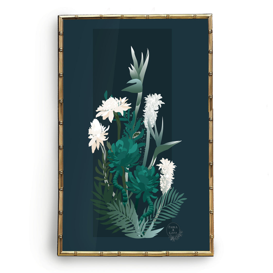 Tropical Bouquet in the Night Art Print